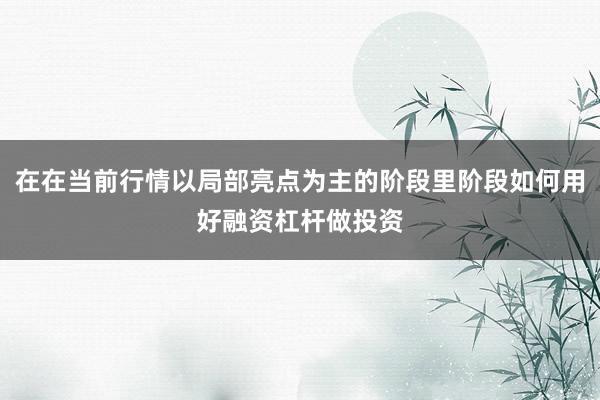 在在当前行情以局部亮点为主的阶段里阶段如何用好融资杠杆做投资