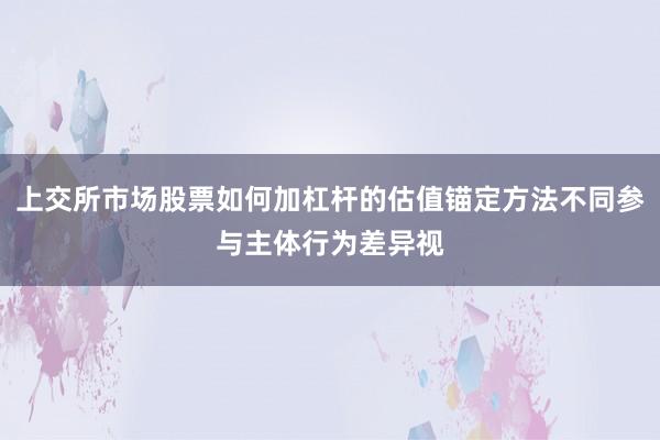 上交所市场股票如何加杠杆的估值锚定方法不同参与主体行为差异视