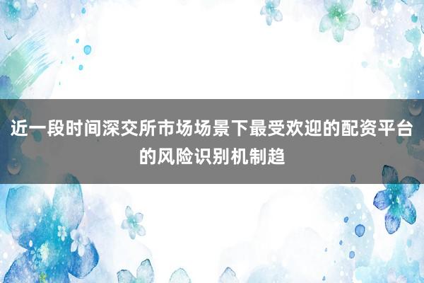 近一段时间深交所市场场景下最受欢迎的配资平台的风险识别机制趋