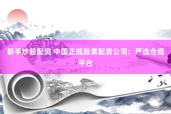 新手炒股配资 中国正规股票配资公司：严选合规平台