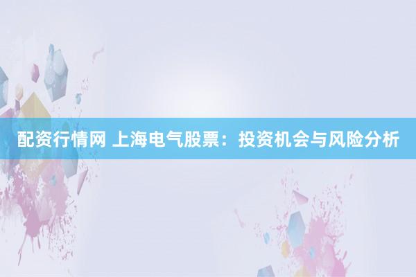 配资行情网 上海电气股票：投资机会与风险分析
