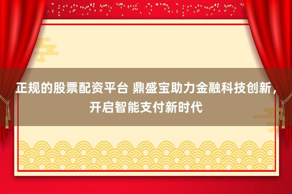 正规的股票配资平台 鼎盛宝助力金融科技创新，开启智能支付新时代