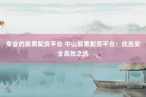 专业的股票配资平台 中山股票配资平台：优选安全高效之选