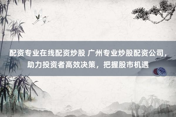 配资专业在线配资炒股 广州专业炒股配资公司，助力投资者高效决策，把握股市机遇
